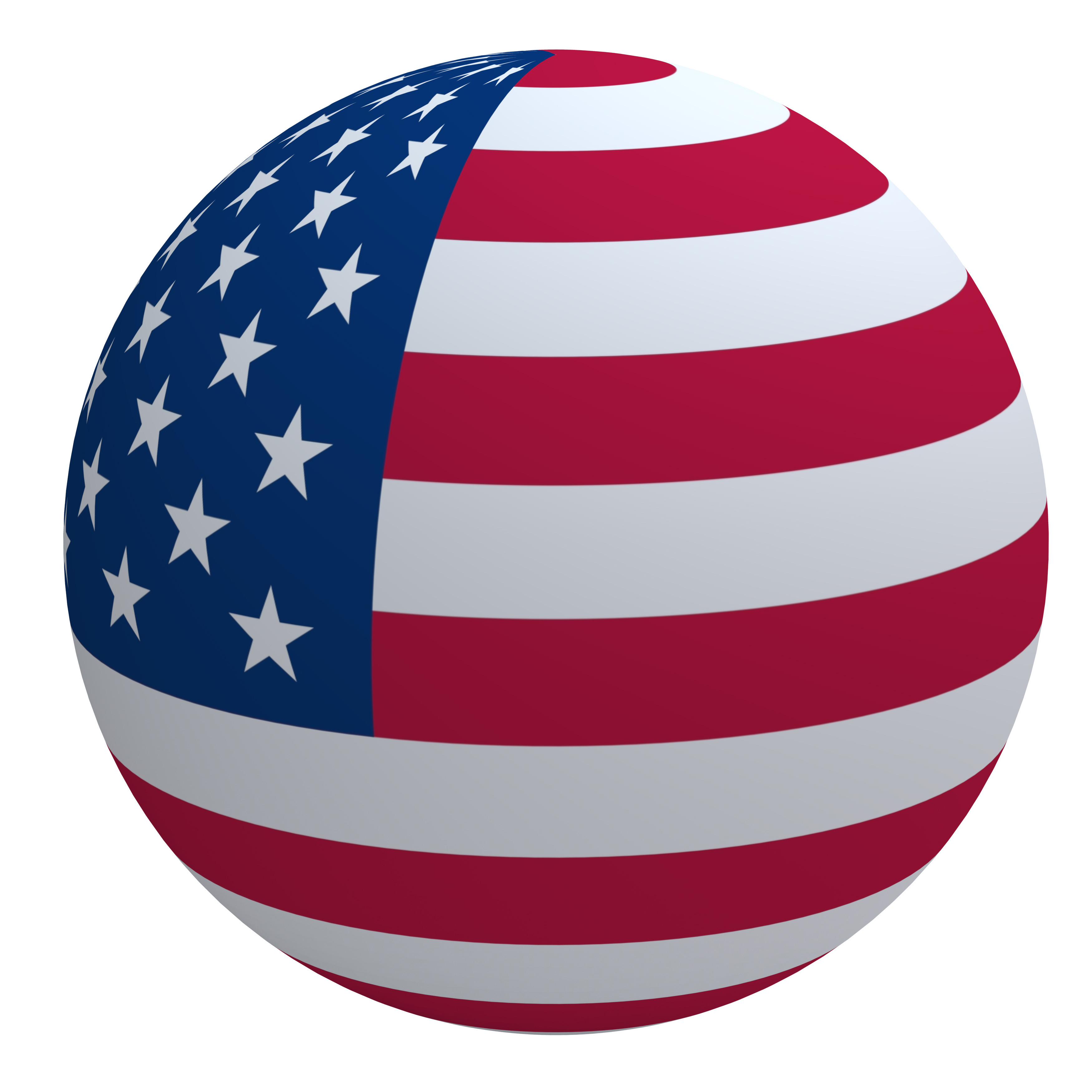 USA flag on the ball isolated on white.